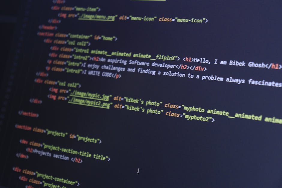 The image displays a close-up view of a computer screen showing lines of code written in a text editor or integrated development environment. The code includes syntax highlighting with various colors 